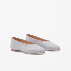 COS // Minimalist grey leather slipper flats